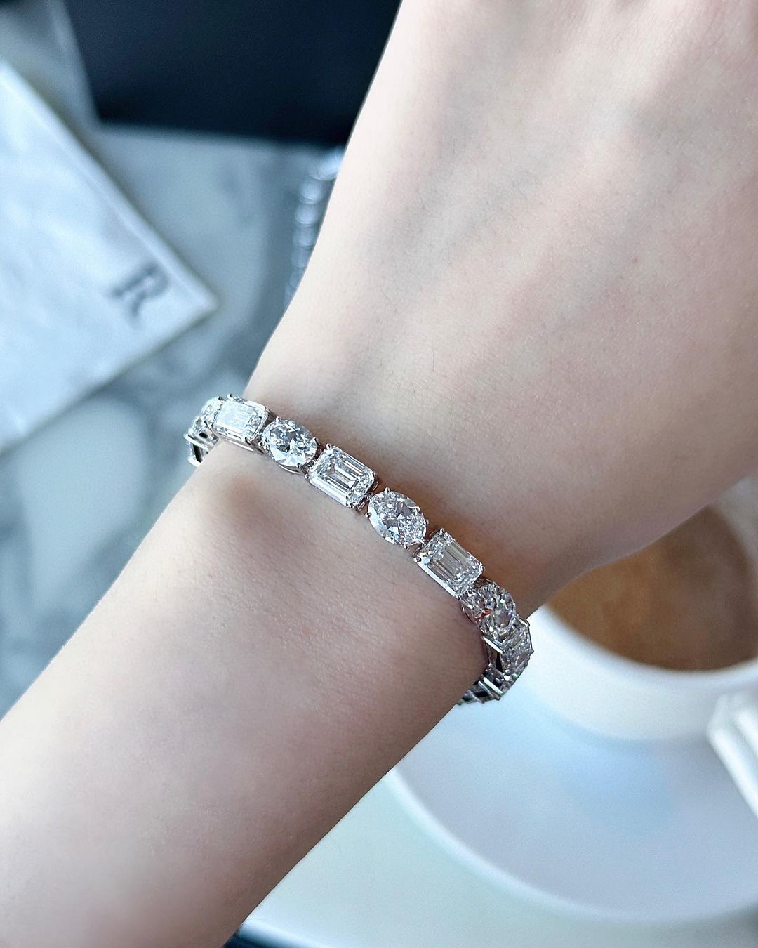 White Emerald And Oval Brilliant Cut Signity Diamond Prong Set Tennis Bracelet | Party Wear Tennis Bracelet For Her | Fashion Jewelry For Women