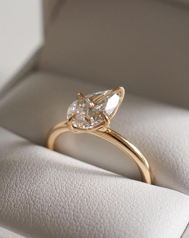 2.77Ct White Pear Cut Solitaire Ring | Daily Wear Ring For Women | Classic Ring | Simple Ring