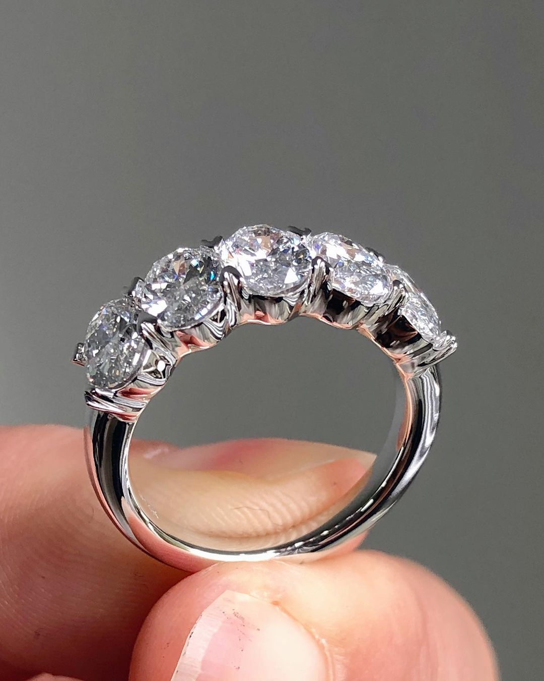 2.2Ct White Oval Cut Half Eternity Band | Birthday Gift Band | Gift For Women | Proposal Band