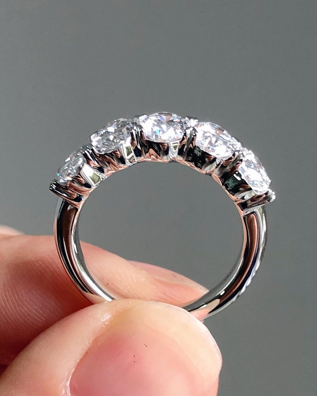 2.2Ct White Oval Cut Half Eternity Band | Birthday Gift Band | Gift For Women | Proposal Band