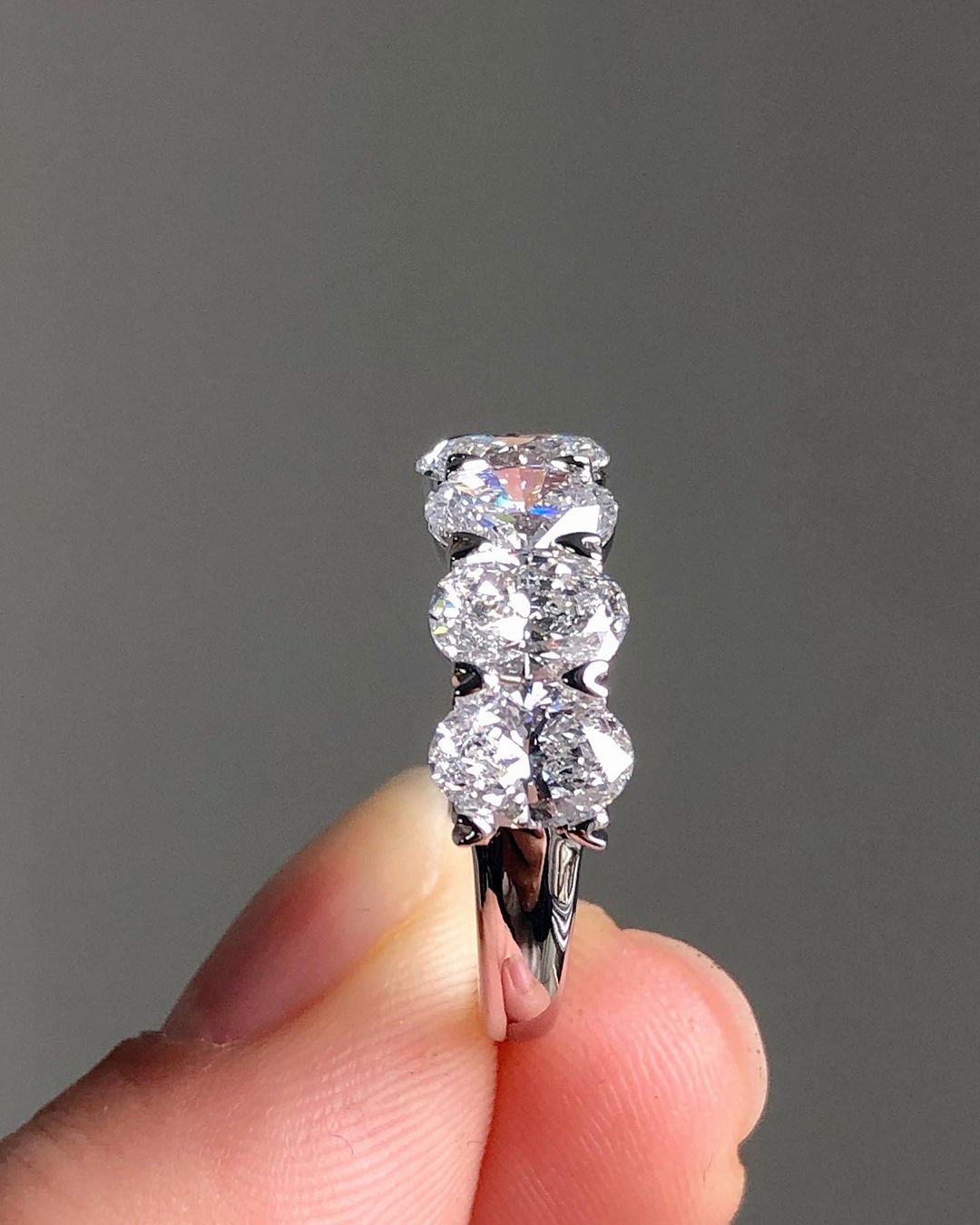 2.2Ct White Oval Cut Half Eternity Band | Birthday Gift Band | Gift For Women | Proposal Band