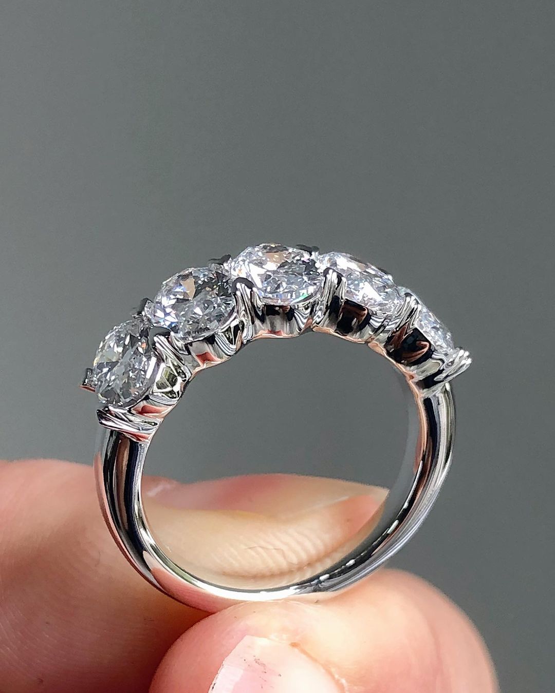 2.2Ct White Oval Cut Half Eternity Band | Birthday Gift Band | Gift For Women | Proposal Band
