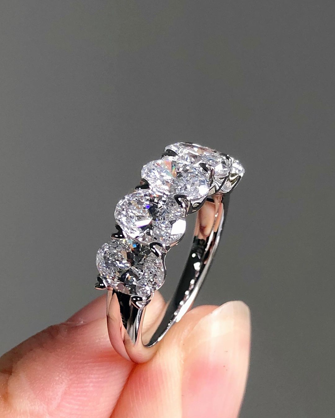 2.2Ct White Oval Cut Half Eternity Band | Birthday Gift Band | Gift For Women | Proposal Band