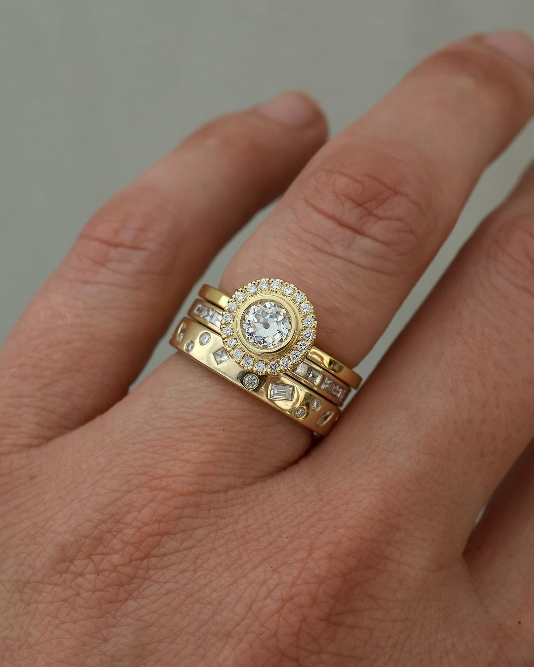 2.2Ct White Round Cut Bezel Ring Set | Wedding Ring Set For Bridal | Forever One Ring Set | Fashion Jewelry