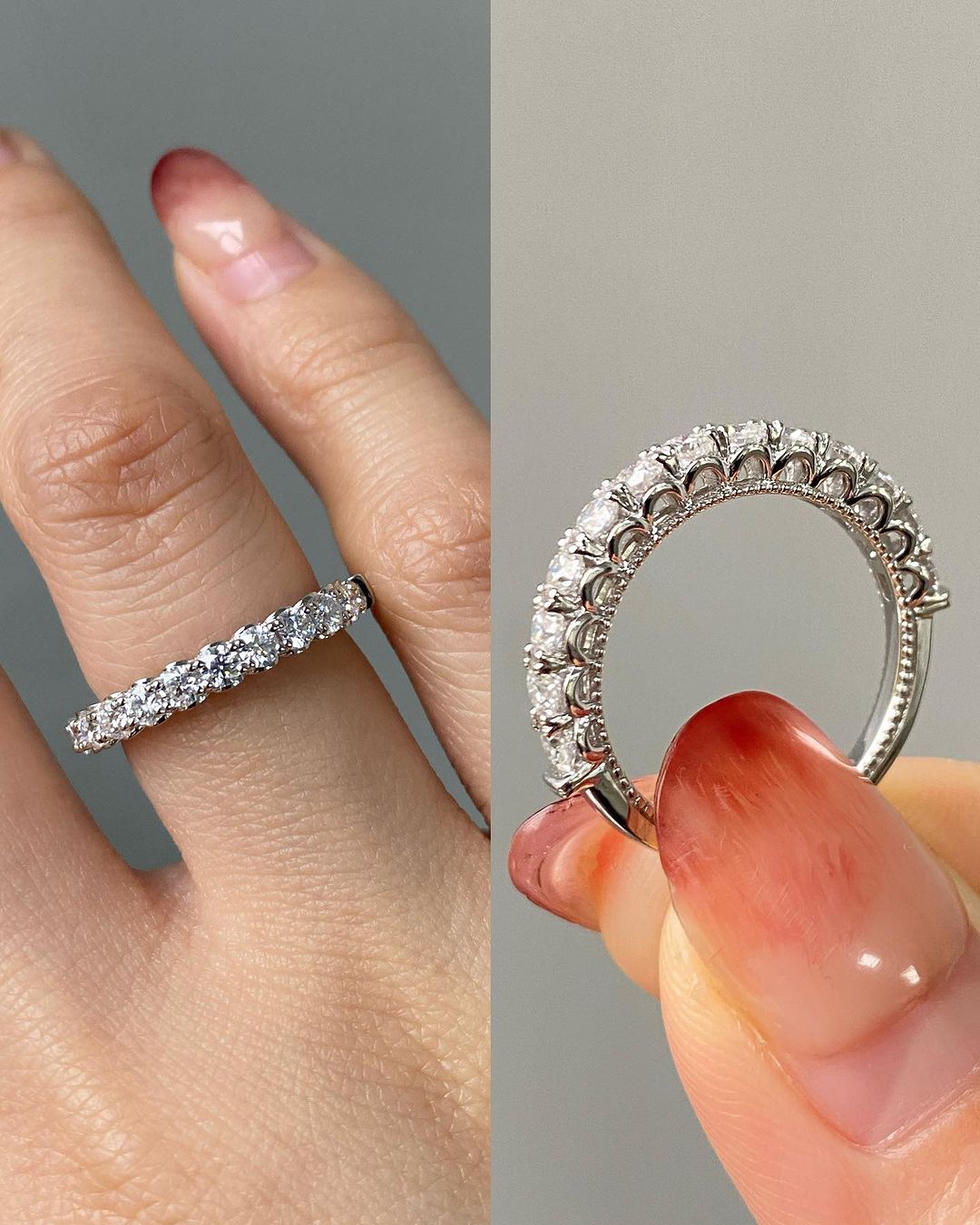 1.2Ct White Round Cut Half Eternity Prong Band | Engagement Band | Fancy Band | Gift For Women