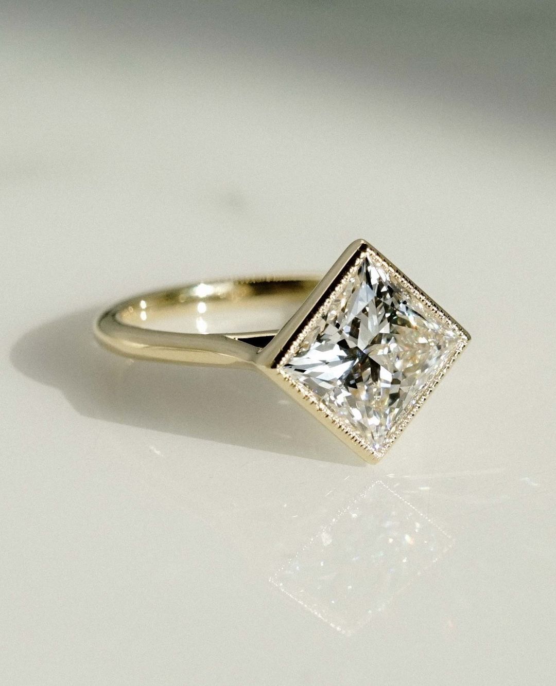 2.5Ct White Princess Cut Bezel Ring | Engagement Promise Ring | Simple Ring | Elegant Ring