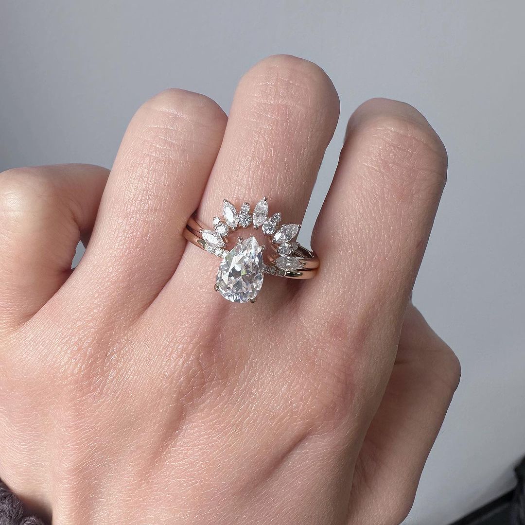 2.77Ct White Pear Cut Solitaire Ring Set | Wedding Ring Set For Women | Bridal Jewelry | Gorgeous Ring Set