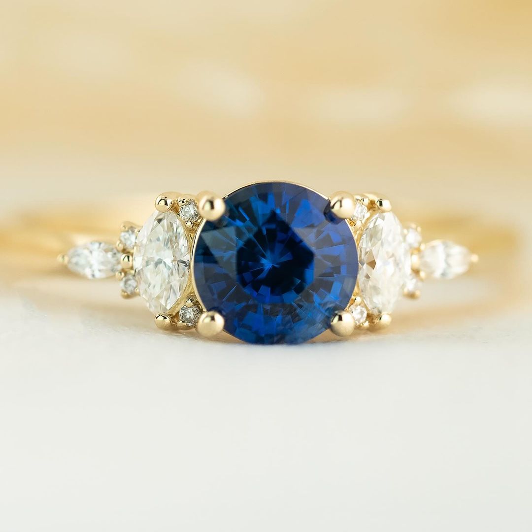 2.6CT Blue Round Cut Solitaire Ring | Anniversary Gift Ring For Wife | Statement Ring | Delicate Ring