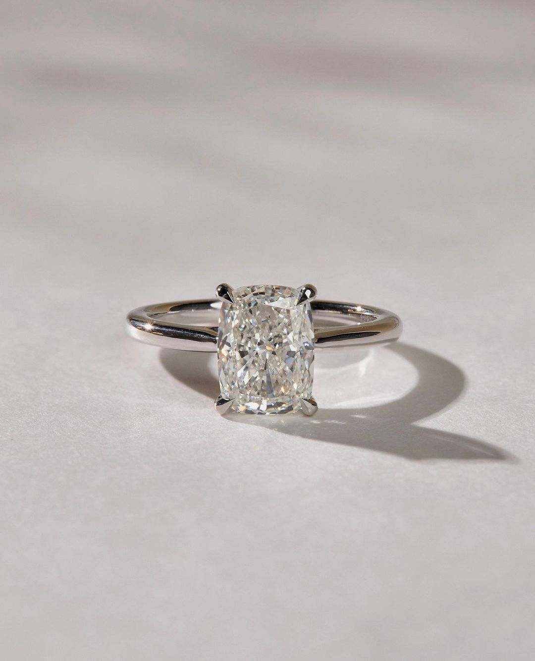 2.5Ct White Cushion Cut Solitaire Ring | Anniversary Gift Ring For Wife | Delicate Solo Diamond Ring | Simple Ring For Her