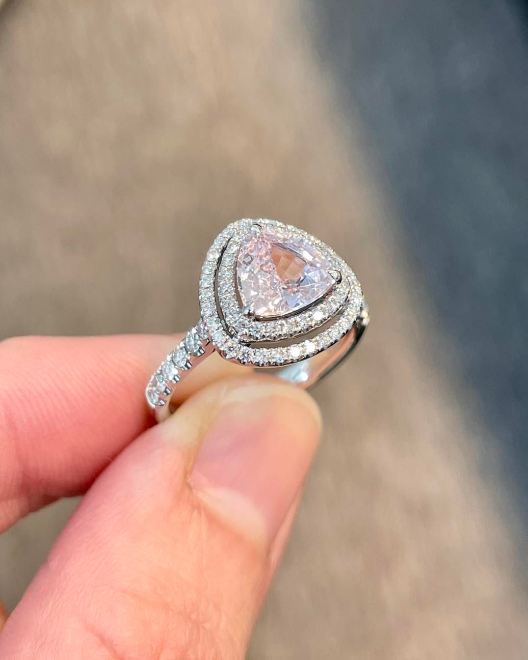 2.8Ct White Trillion Cut Double Halo Ring | Party Wear Ring | Elegant Ring | Gift For Her
