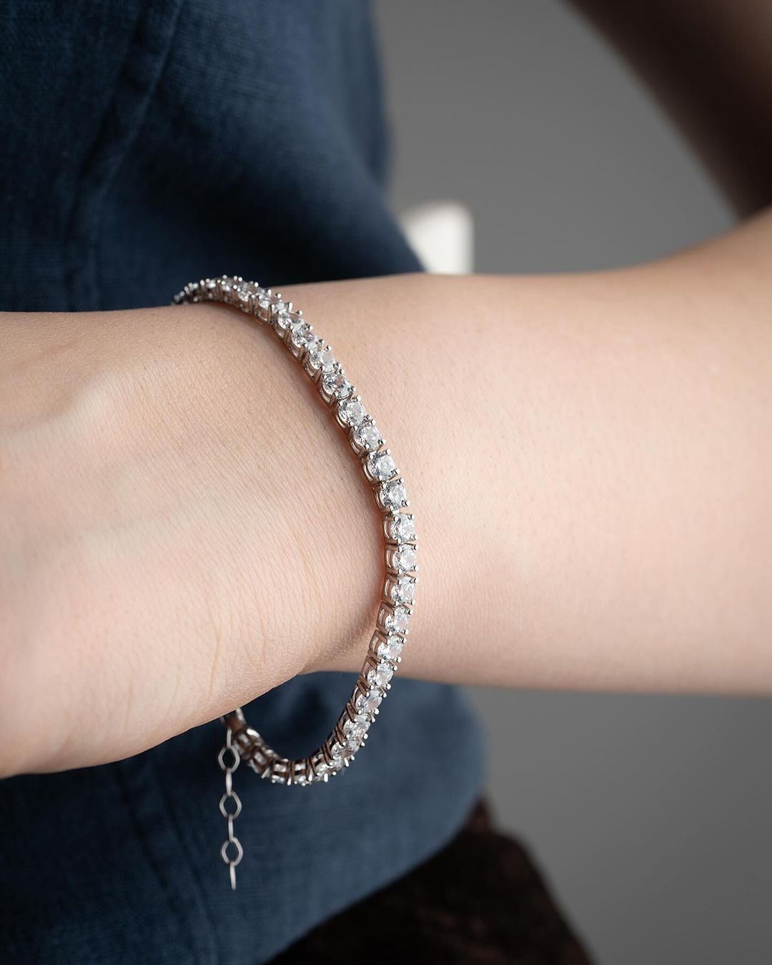 White Round Brilliant Cut Signity Diamond Prong Set Bracelet For Women | Engagement Gift Bracelet For Fiancee | Jewelry Collection For Women