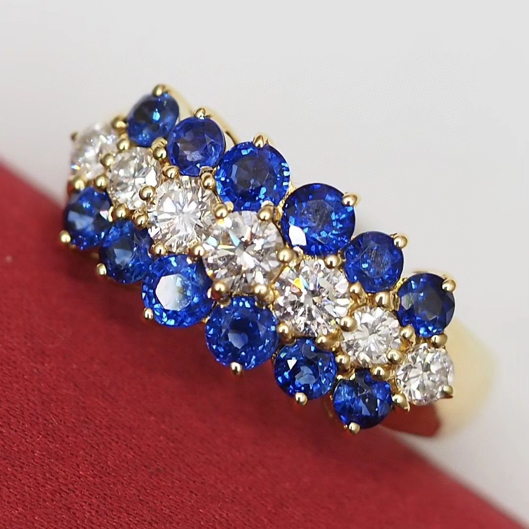 1.5Ct Blue And White Round Cut Half Eternity Ring | Party Wear Ring | Occasion Ring | Gift For Her