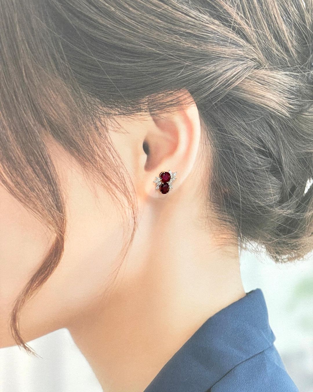 Red Oval And Round Cut Cubic Zirconia Two Stone With Cluster Earrings For Her | Thank You Gift Earring For Ladies | Elegance Design Earring