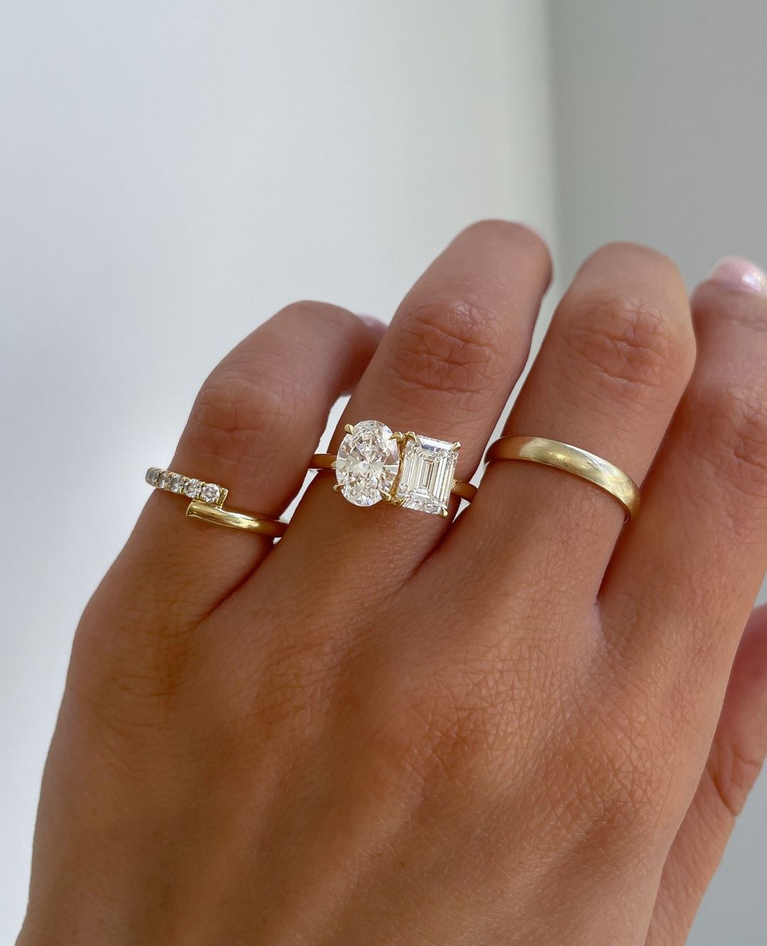 3.30Ct White Emerald And Oval Cut Two Stone Ring | Toi Et Moi Ring | Engagement Ring