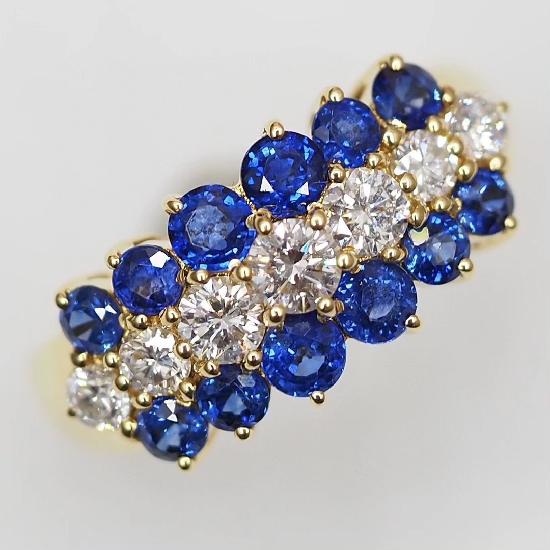 1.5Ct Blue And White Round Cut Half Eternity Ring | Party Wear Ring | Occasion Ring | Gift For Her