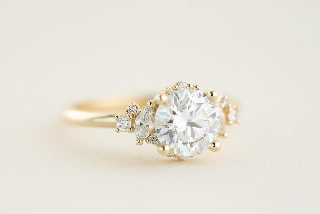 2.6Ct White Round Cut Solitaire And Cluster Ring | Proposal Ring For Girlfriend | Classic Ring | Thank you Gift Ring
