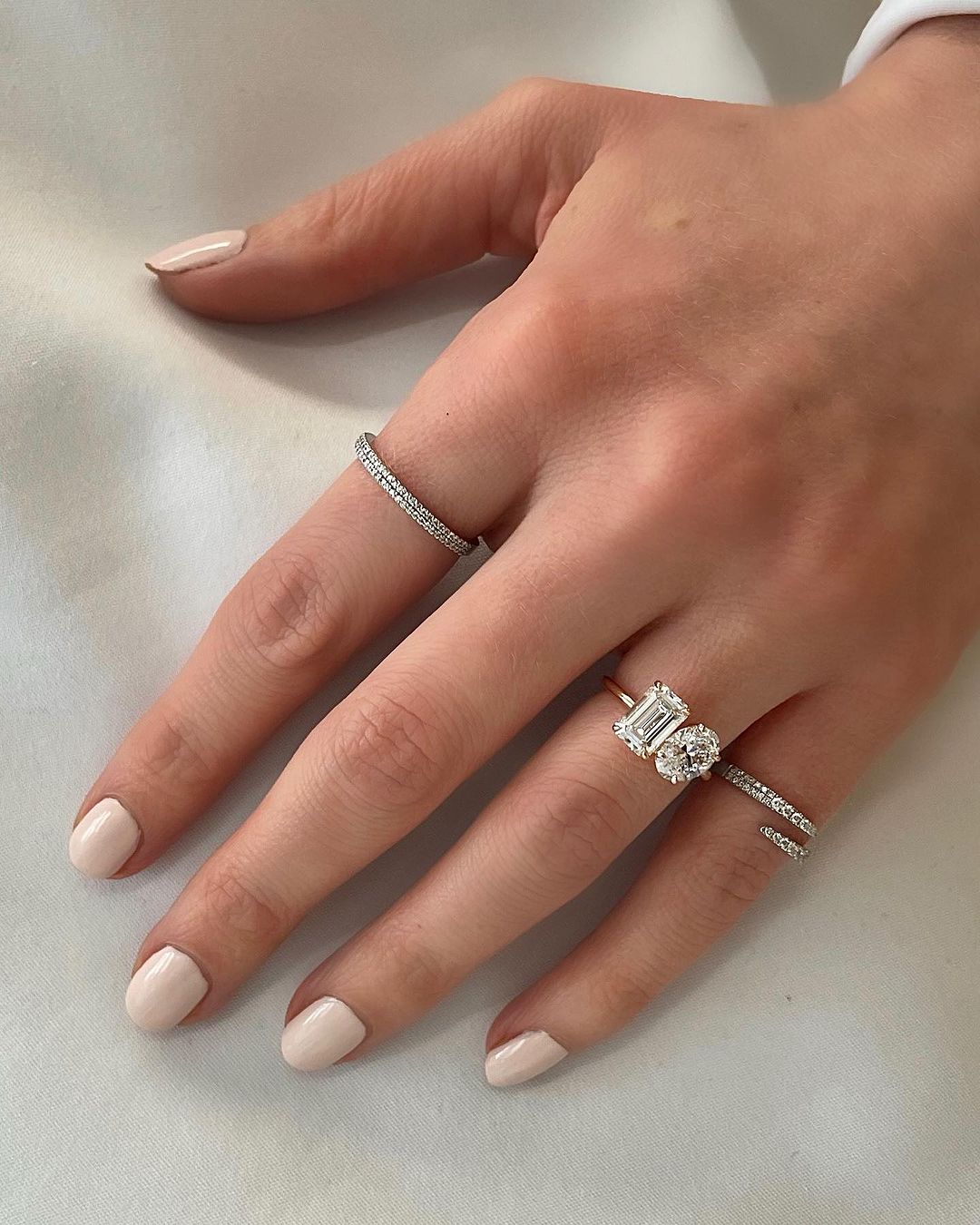 2.5Ct White Emerald And Oval Cut Two Stone Ring | Birthstone Ring For Bride | Toi Et Moi Ring | Customize Ring