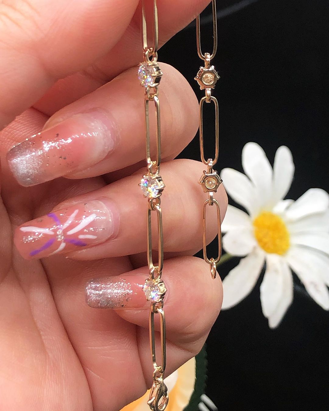 White Round Brilliant Cut Signity Diamond Prong Set Bracelet For Women | Paper Clip Bracelet For Her | Teenage Girl Gift Bracelet