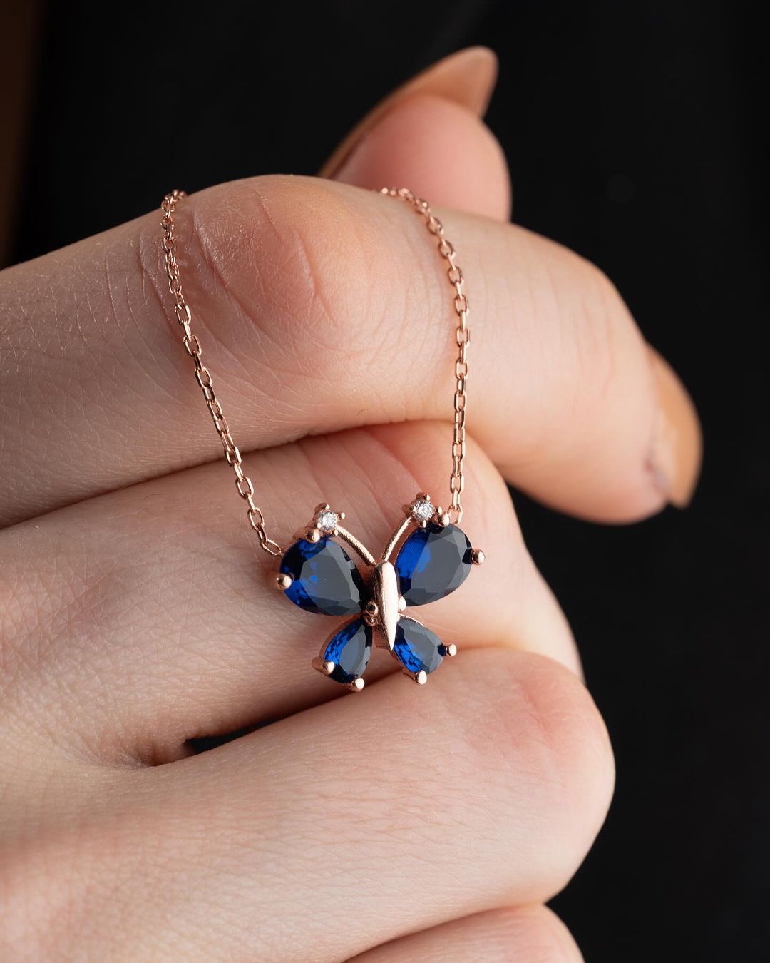 Butterfly Shape 3.20Ct Blue Pear Cut Prong Pendant | Anniversary Gift Pendant | Designer Pendant For Women