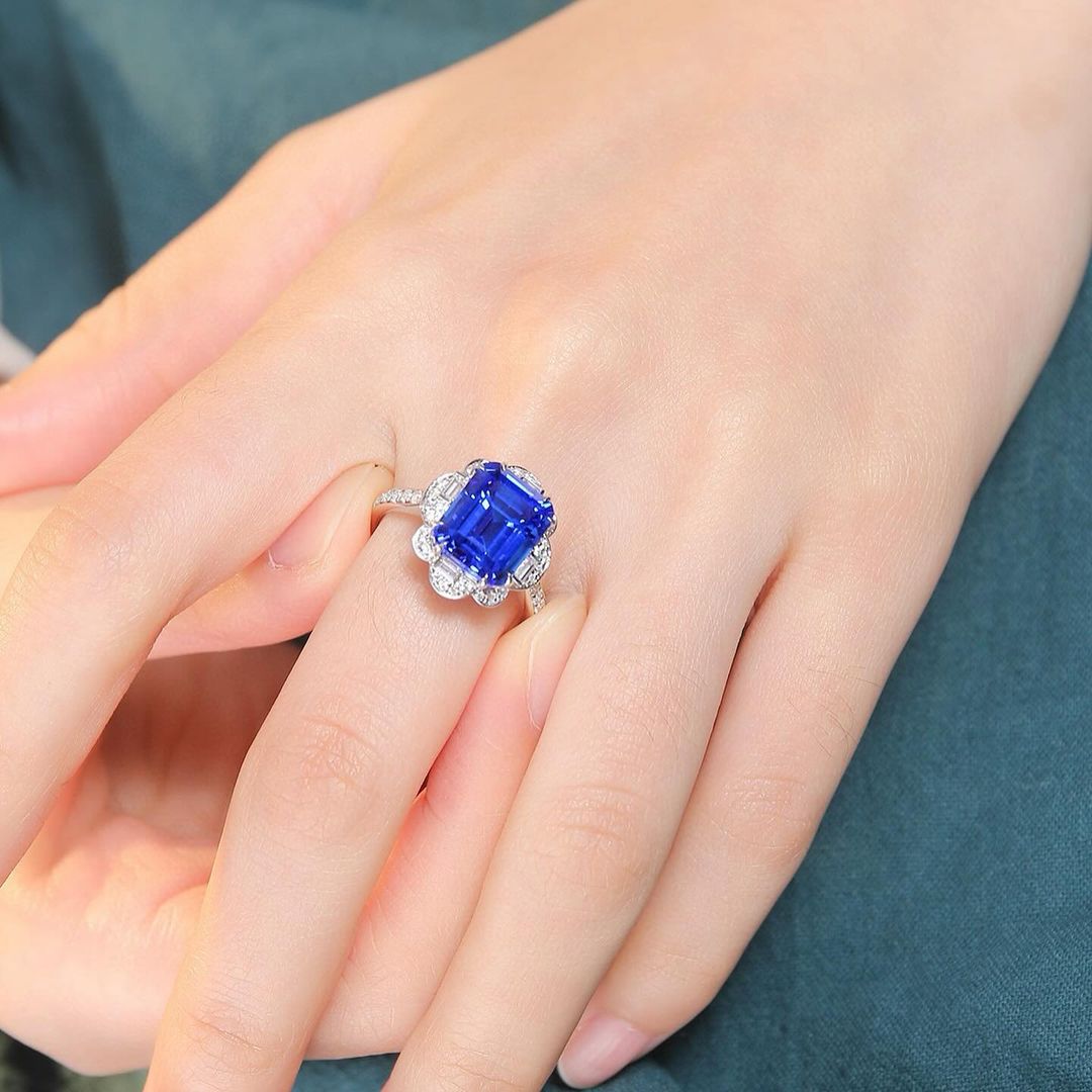 3.8CT Blue Emerald Cut Solitaire Ring | Classic Ring For Women | Fashionable Ring | Gift For Wife