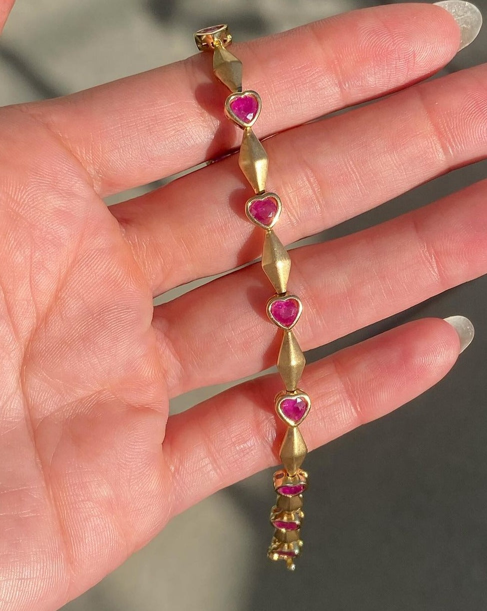 Pink Heart Brilliant Cut Signity Diamond Bezel Set Bracelet | Stylish Bracelet For Women | Birthday Gift Jewelry For Her