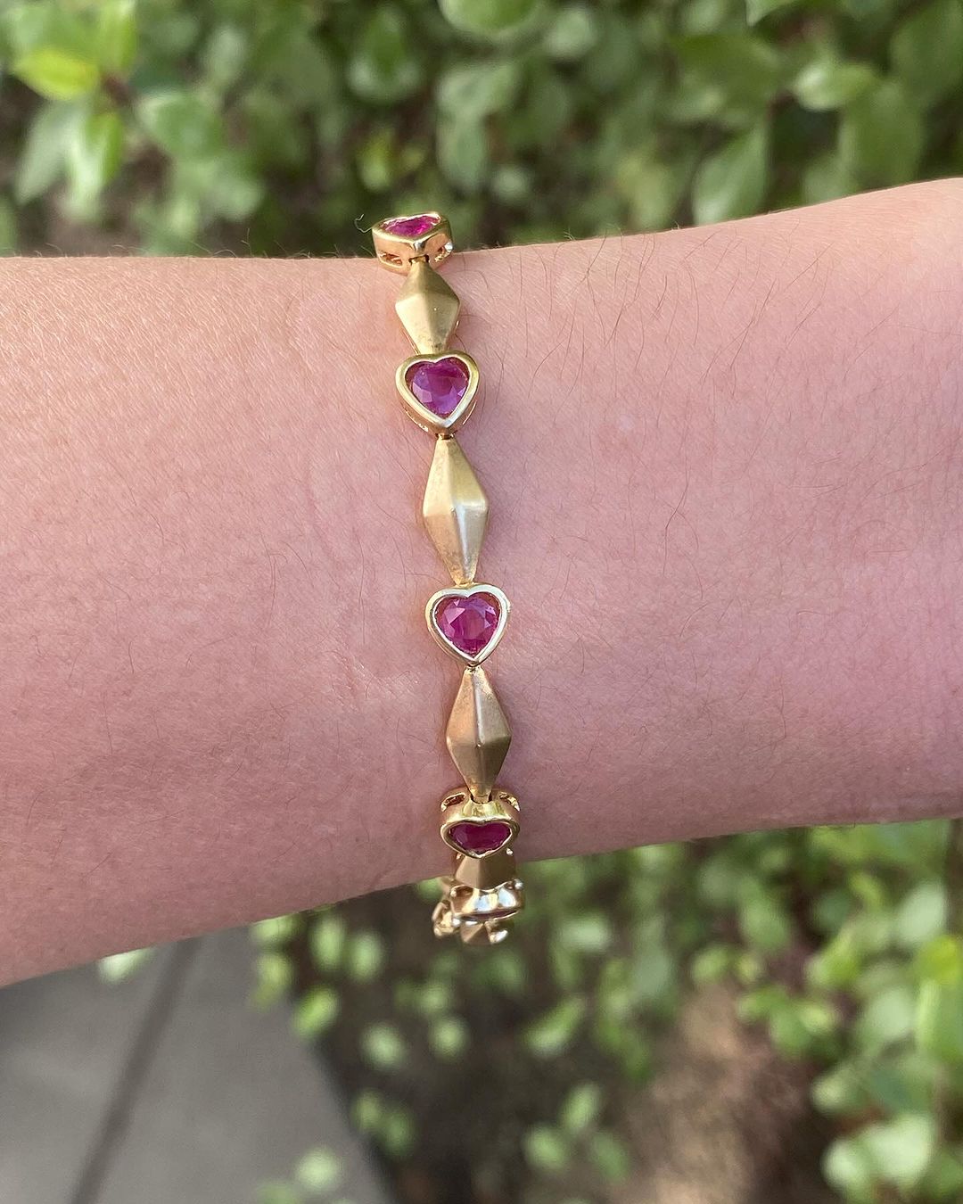 Pink Heart Brilliant Cut Signity Diamond Bezel Set Bracelet | Stylish Bracelet For Women | Birthday Gift Jewelry For Her