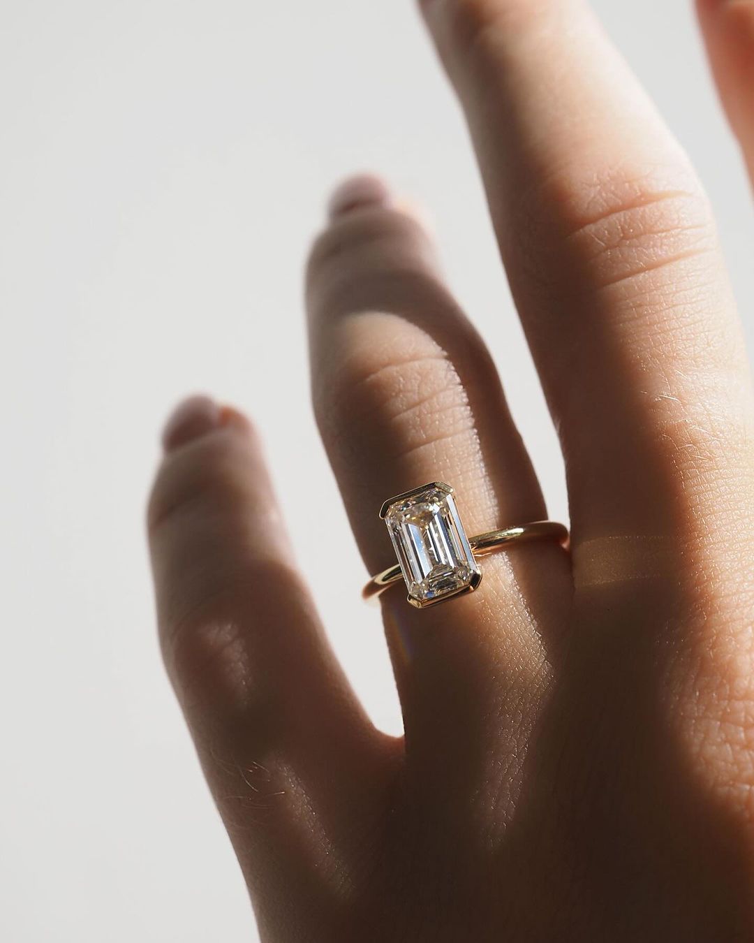 3.20Ct White Emerald Cut Half Bezel Ring | Luxury Jewelry | Anniversary Gift Ring For Women
