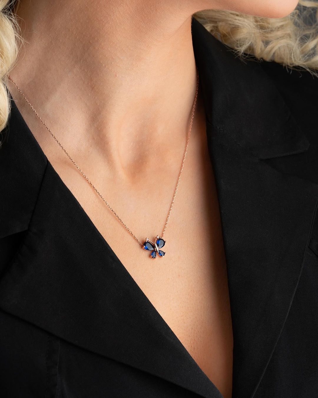 Butterfly Shape 3.20Ct Blue Pear Cut Prong Pendant | Anniversary Gift Pendant | Designer Pendant For Women