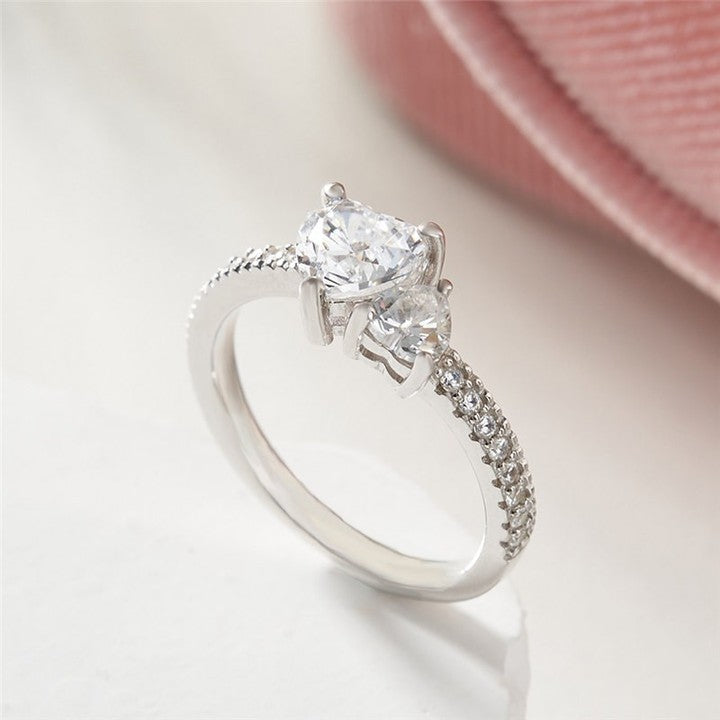2.4Ct White Heart Cut Two Stone Ring | Engagement Proposal Ring | Toi Et Moi Ring | Gift For Her