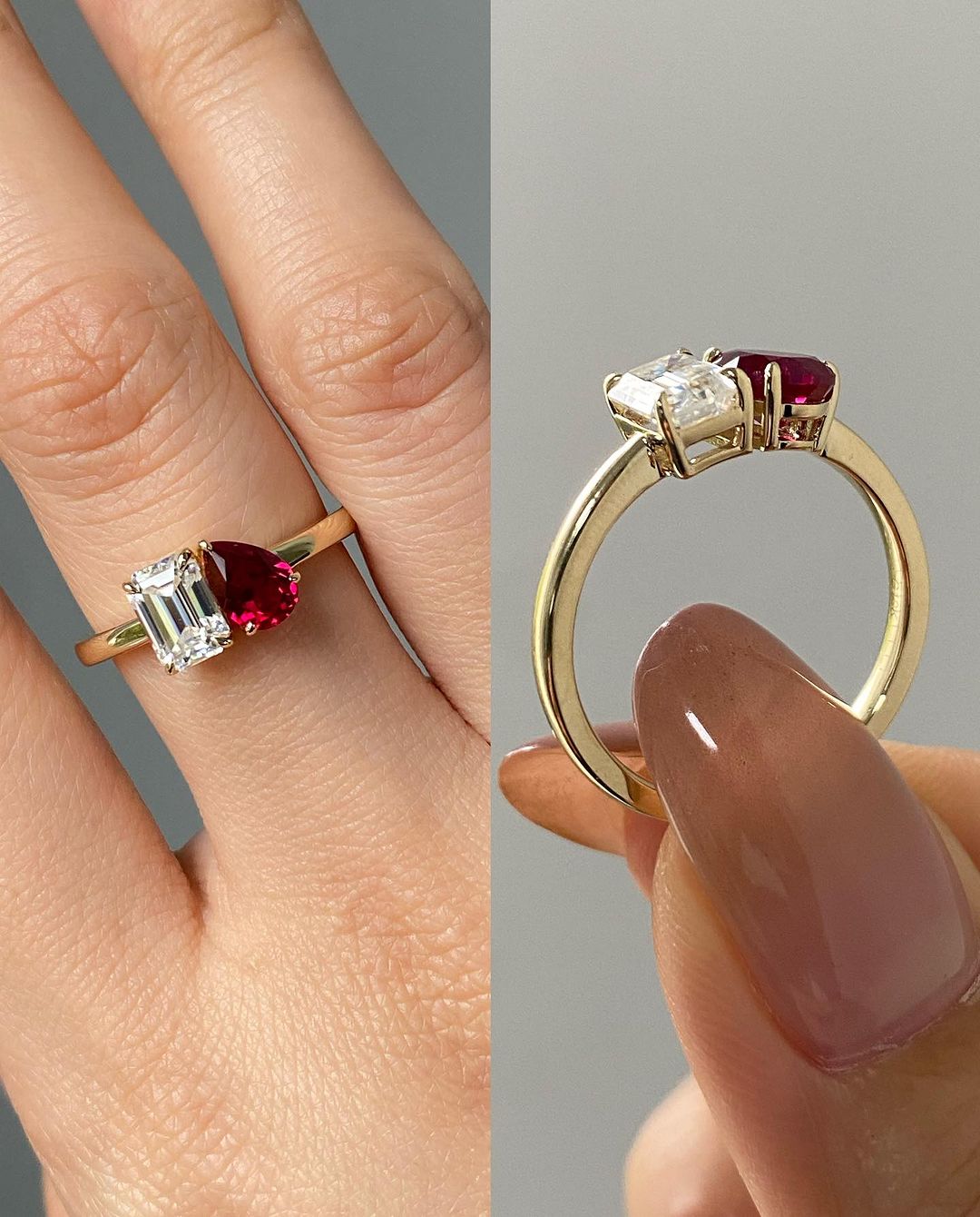 2.88Ct White Emerald Cut Two Stone Ring | Toi Et Moi Ring | Proposal Ring For Woman