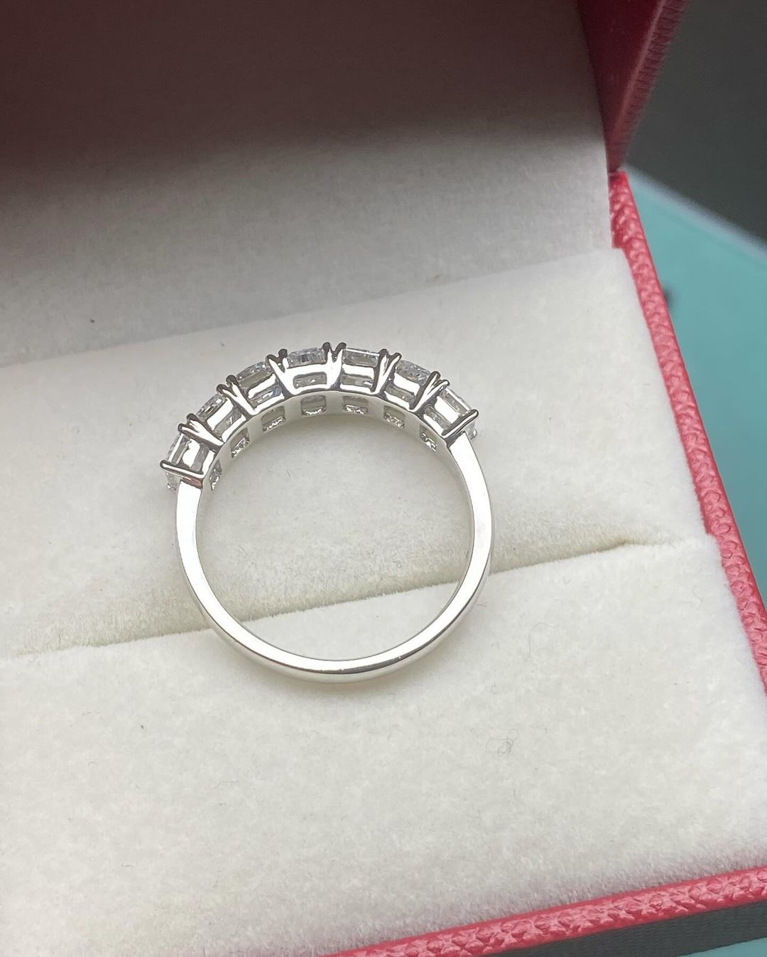 2.4Ct White Radiant Cut Half Eternity And Prong Set Ring | Proposal Ring For Her | Everyday Wear Jewelry Ring | Thank You Gift Ring