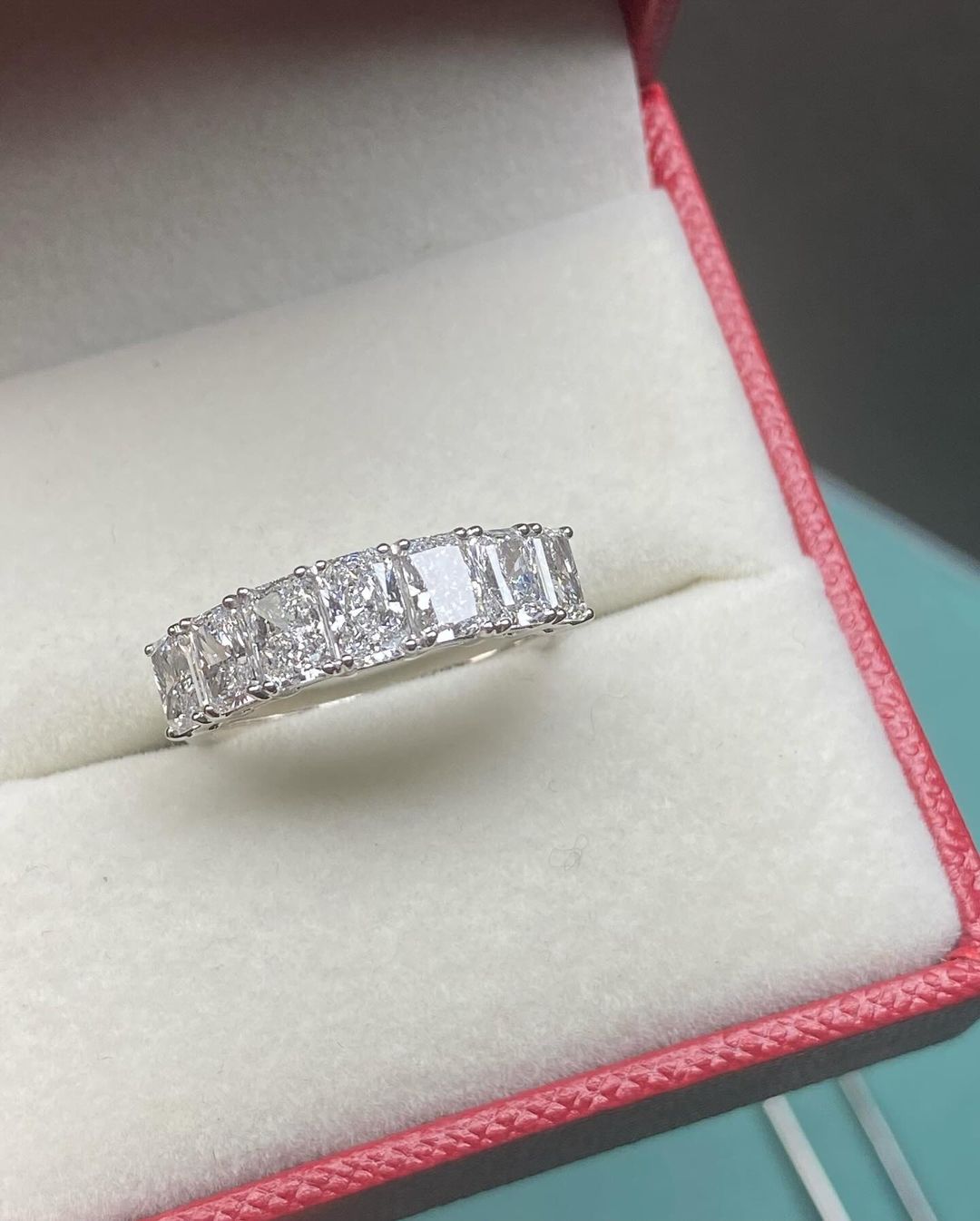 2.4Ct White Radiant Cut Half Eternity And Prong Set Ring | Proposal Ring For Her | Everyday Wear Jewelry Ring | Thank You Gift Ring