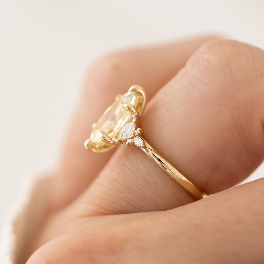 2.6Ct Canary Yellow Marquise Cut Solitaire Ring | Anniversary Gift Ring | Customize Ring | Timeless Design
