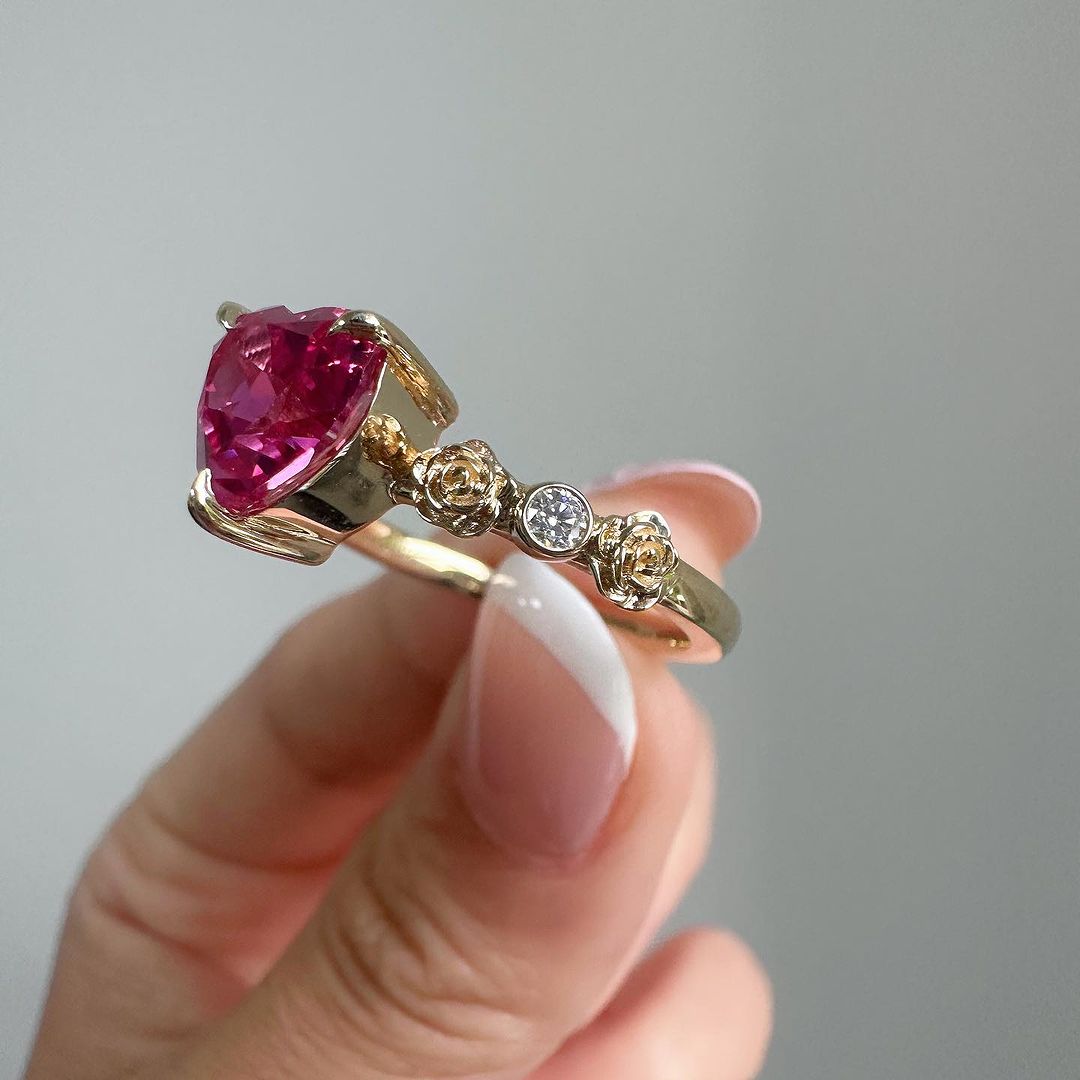 2.60Ct Pink Heart Cut Solitaire Ring | Proposal Ring For Girlfriend | Lovable Ring For Her | Valentine's Gift Ring
