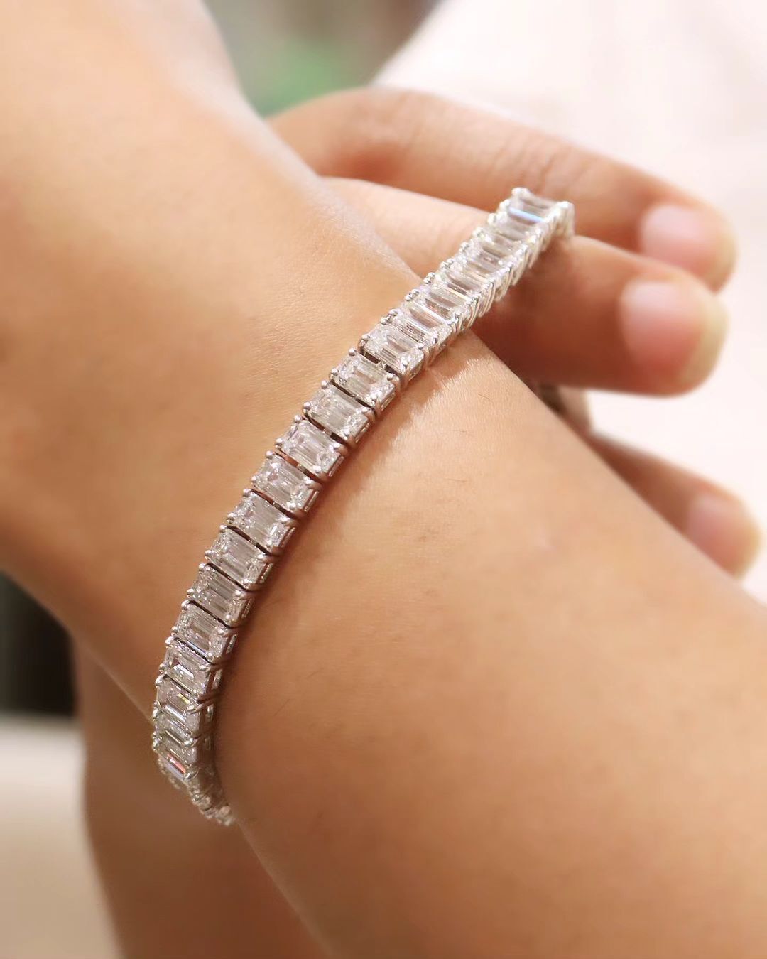 White Emerald Brilliant Cut Signity Diamond Tennis Bracelet For Women | Daily Wear Tennis Bracelet | Anniversary Gift | Dainty Bracelet