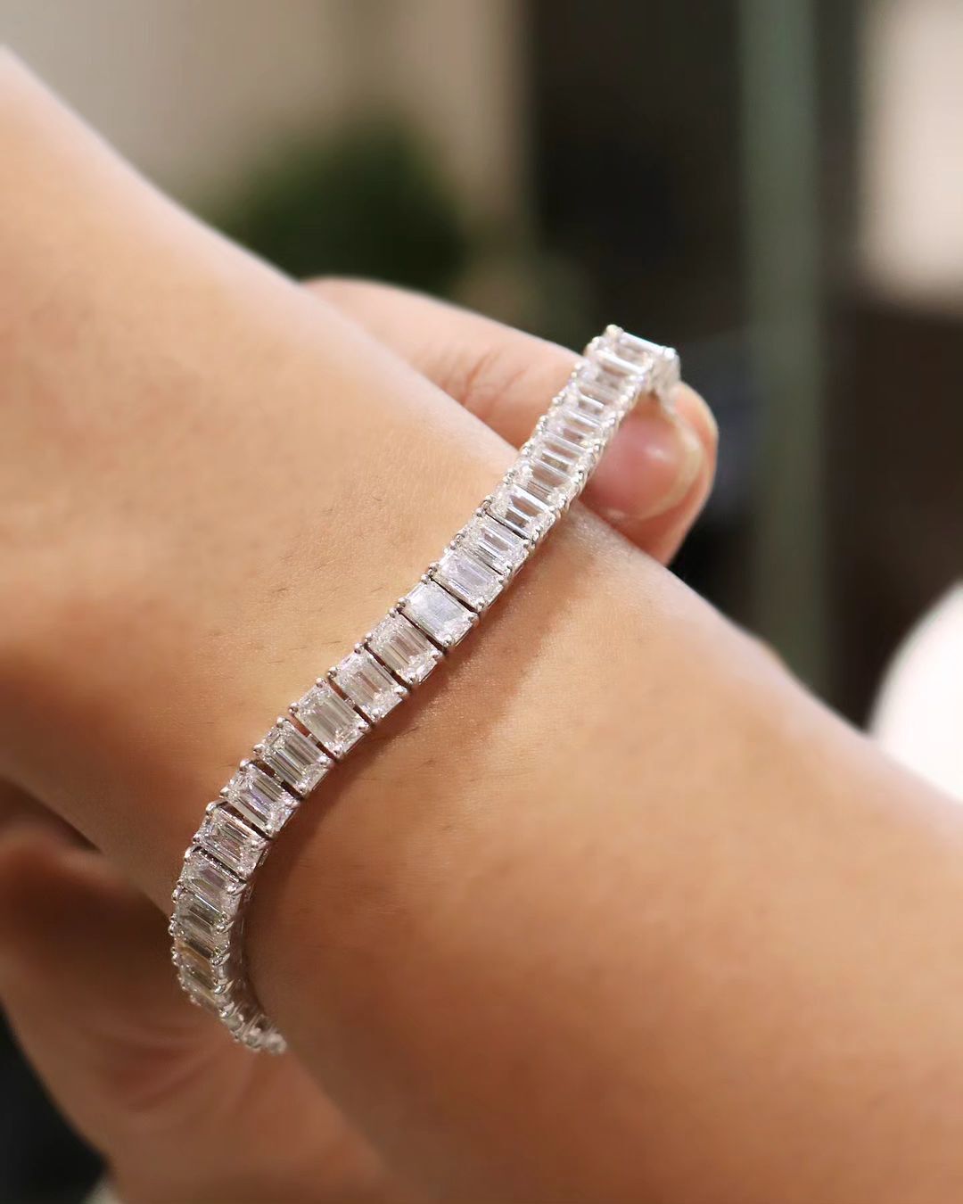 White Emerald Brilliant Cut Signity Diamond Tennis Bracelet For Women | Daily Wear Tennis Bracelet | Anniversary Gift | Dainty Bracelet