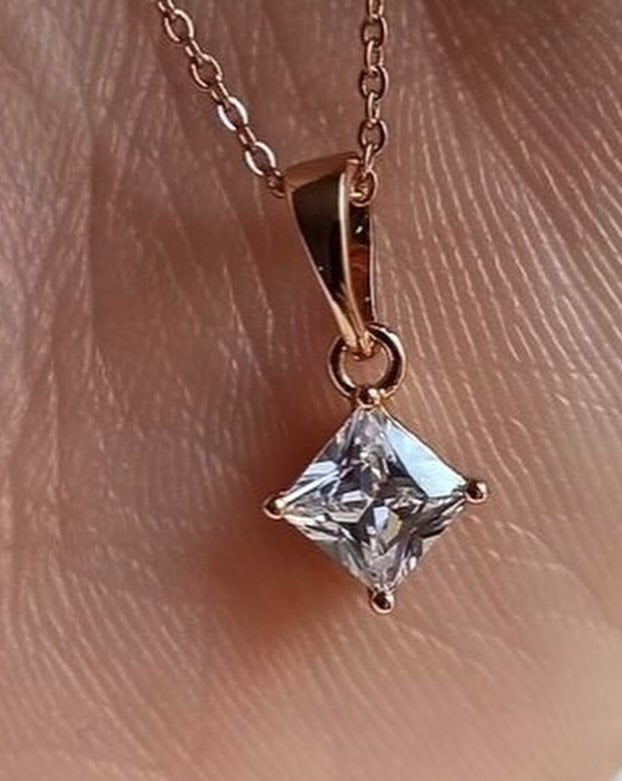 2.50Ct White Princess Cut Solitaire Pendant | Daily Wear Pendant | Classic Pendant For Women | Proposal Pendant