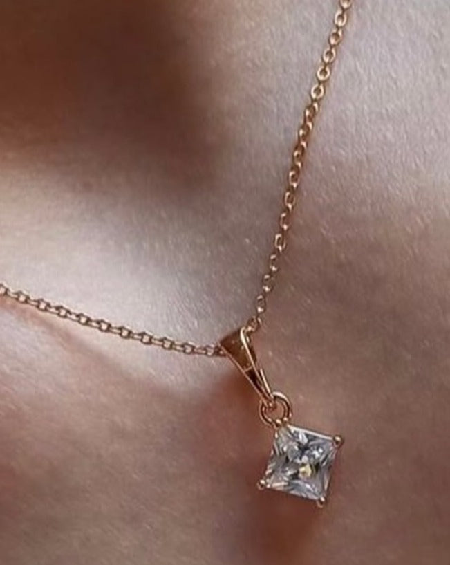 2.50Ct White Princess Cut Solitaire Pendant | Daily Wear Pendant | Classic Pendant For Women | Proposal Pendant