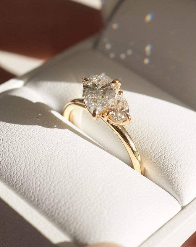 2.88Ct White Pear Cut Two Stone Ring | Toi Et Moi Ring | Surprise Gift Ring For Wife | Engagement Ring