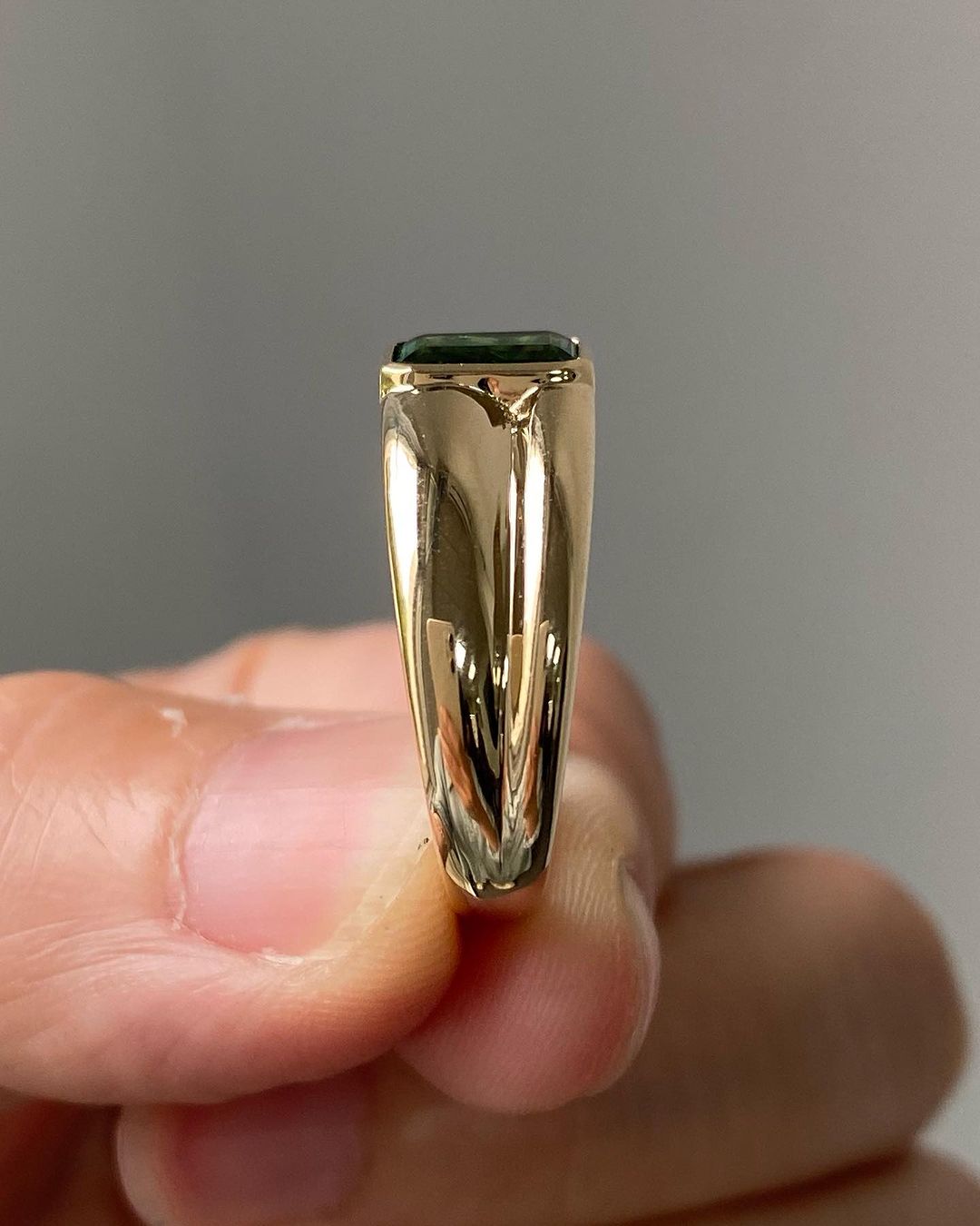 2.4Ct Green Emerald Cut Bezel Ring | Birthstone Ring | Awesome Ring | Daily Wear Ring