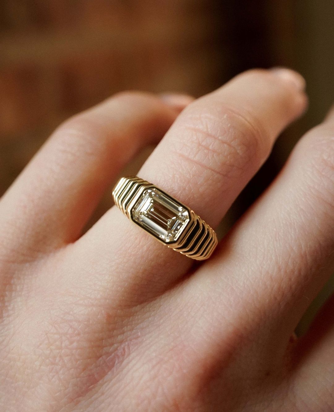 2.4CT White Emerald Cut Bezel Ring | Birthstone Ring For Women | Stacking Ring | Jewelry Collection