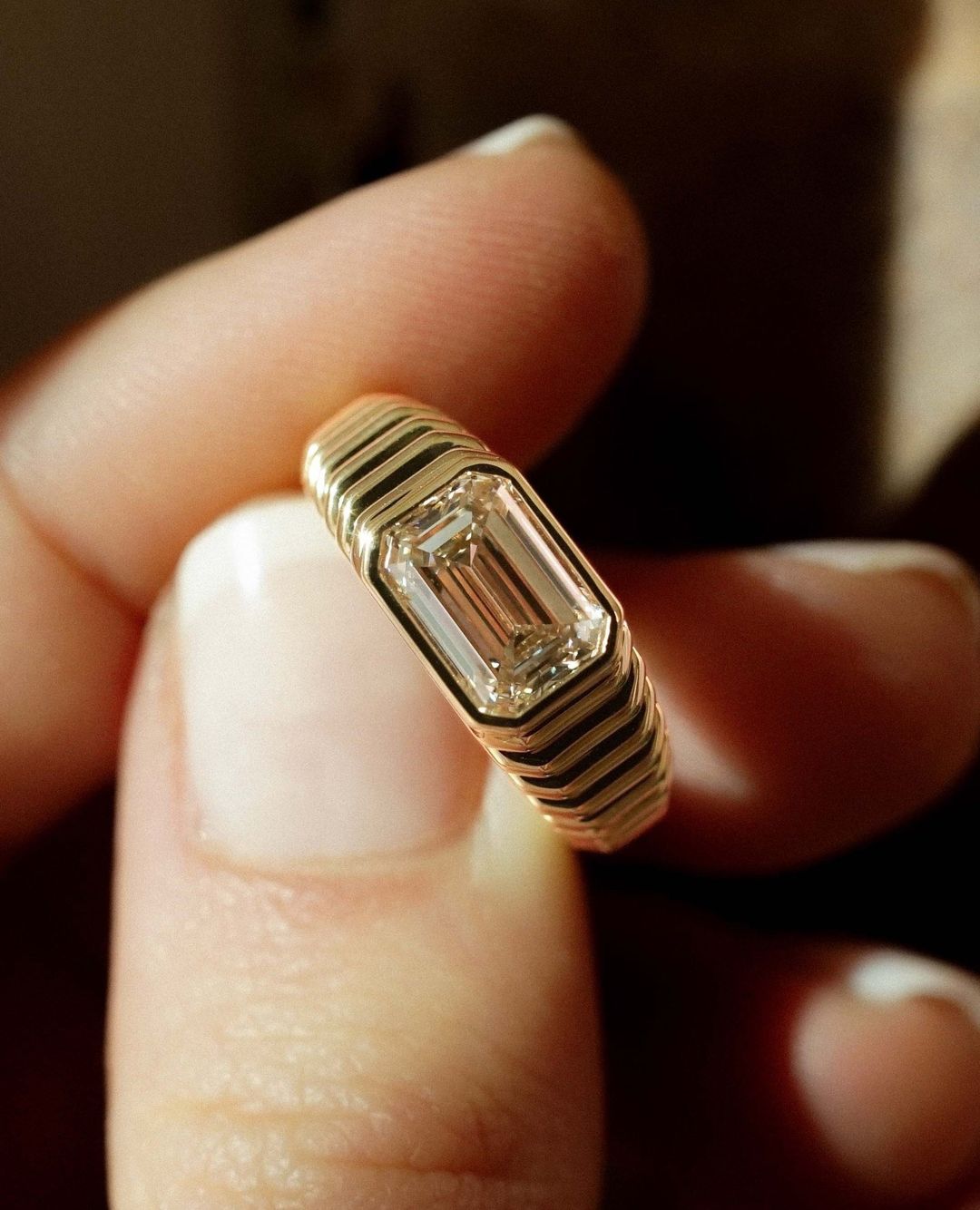 2.4CT White Emerald Cut Bezel Ring | Birthstone Ring For Women | Stacking Ring | Jewelry Collection