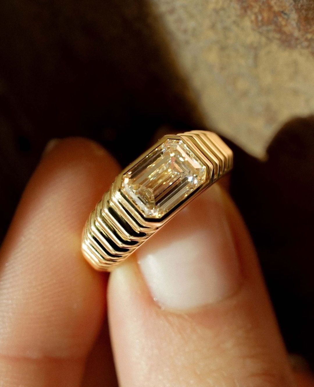 2.4CT White Emerald Cut Bezel Ring | Birthstone Ring For Women | Stacking Ring | Jewelry Collection