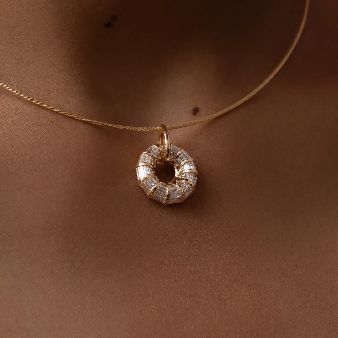 Round Shape 3.20Ct White Baguette Cut Bar Pendant | Wedding Pendant For Bridal | Bride To Be | Gorgeous Pendant For Women