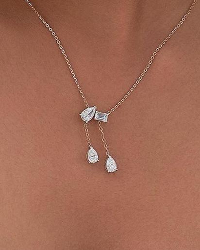 3.20Ct White Emerald And Pear Cut Two Stone Pendant | Party Wear Pendant | Special Occasion Wear Pendant | Designer Jewelry Piece