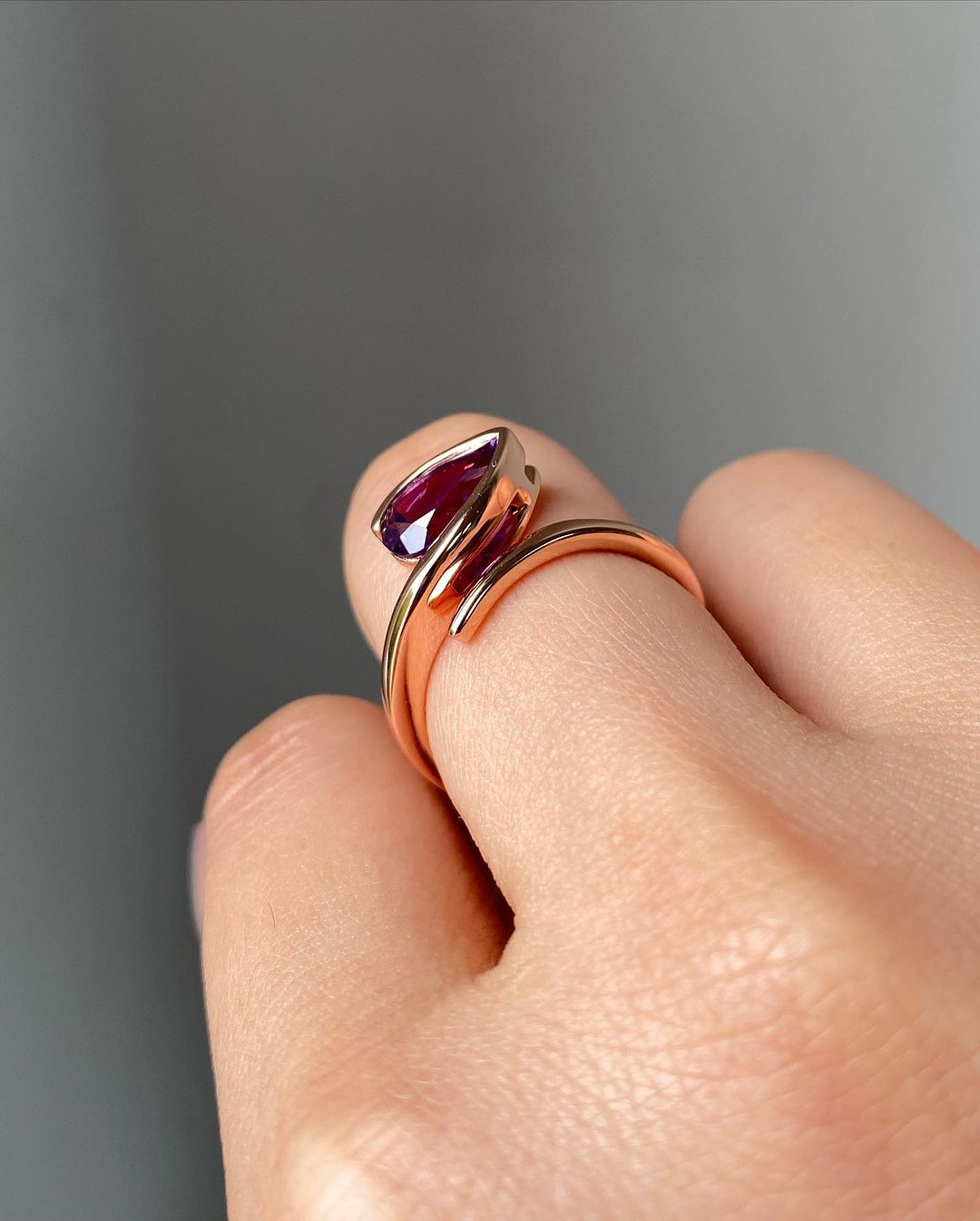 2.77Ct Amethyst Color Pear Cut Bezel Ring | Unique Ring For Women | Special Occasion Ring