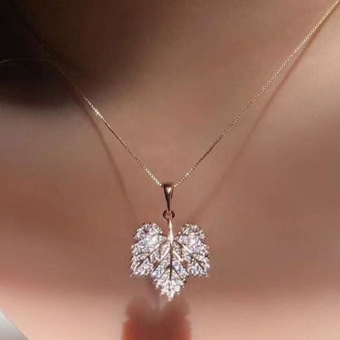 Leaf Shape 2.77Ct White Round Cut Cluster Pendant | Birthday Gift Pendant | Thank You Gift Pendant | Luxury Jewelry