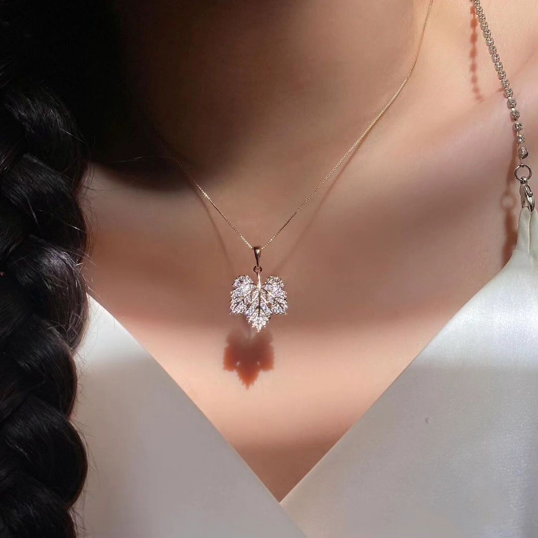 Leaf Shape 2.77Ct White Round Cut Cluster Pendant | Birthday Gift Pendant | Thank You Gift Pendant | Luxury Jewelry