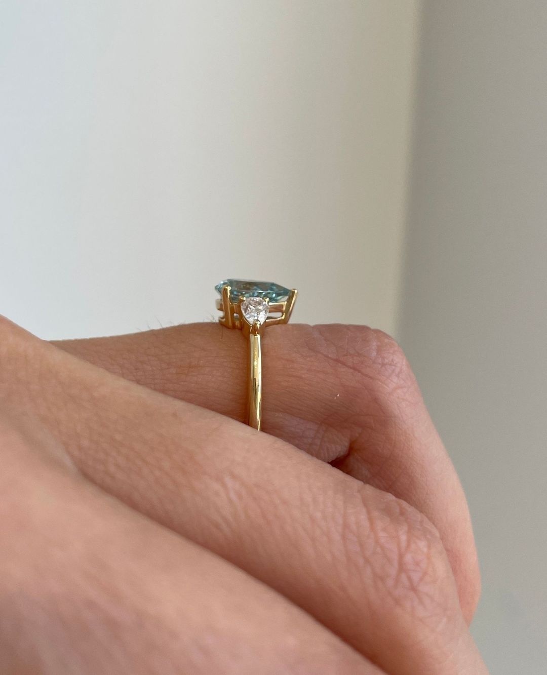 2.8Ct Aquamarine Pear Cut Three Stone Ring | Engagement Ring For Fiancee | Promise Ring | Customize Gift