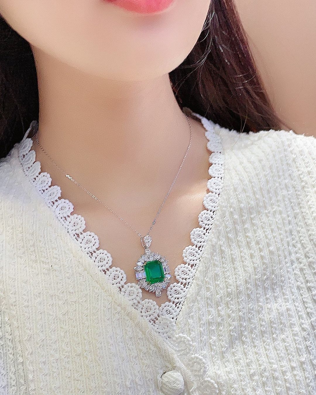 3.50Ct Green Emerald Cut Solitaire Pendant | Party Wear Pendant For Her | Wedding Gift Pendant For Bridal | Sophisticated Pendant For Women
